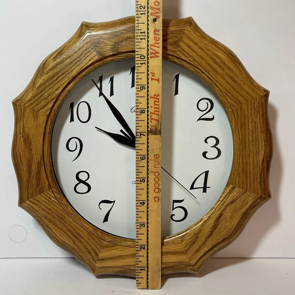 Cosmotime Quartz Wall Clock Real Oak Scalloped Dovetail Cottage Country 12
